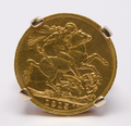 1915 Gold Full Sovereign & 9ct Ring Mount - Size O - 13.62g
