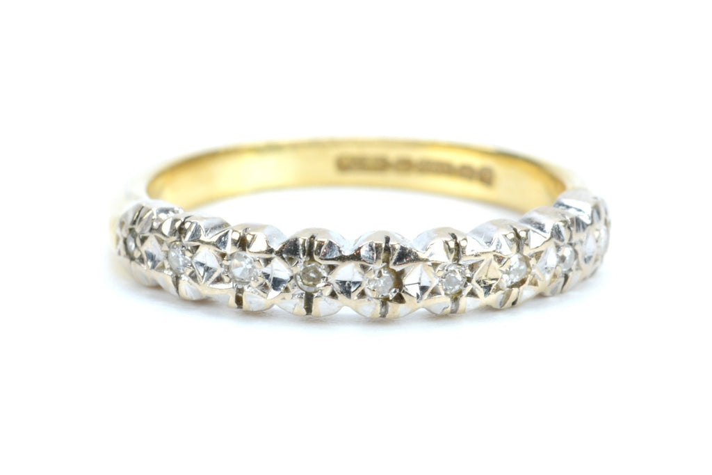 18ct Yellow Gold & Diamond Band Ring - Size J - 3.23g