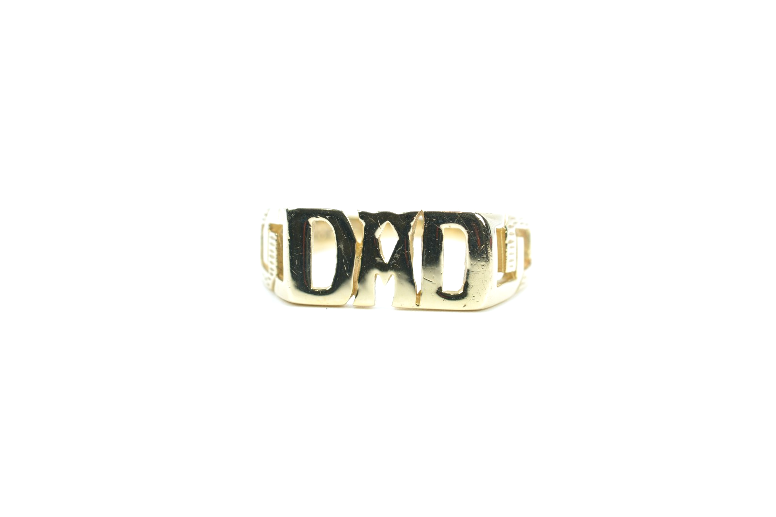 9ct Yellow Gold 'DAD' Ring - Size V - 4.82 Grams