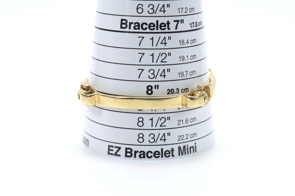 9ct Solid Yellow Gold Four Spanner Bracelet Bangle - 8" - 48 Grams