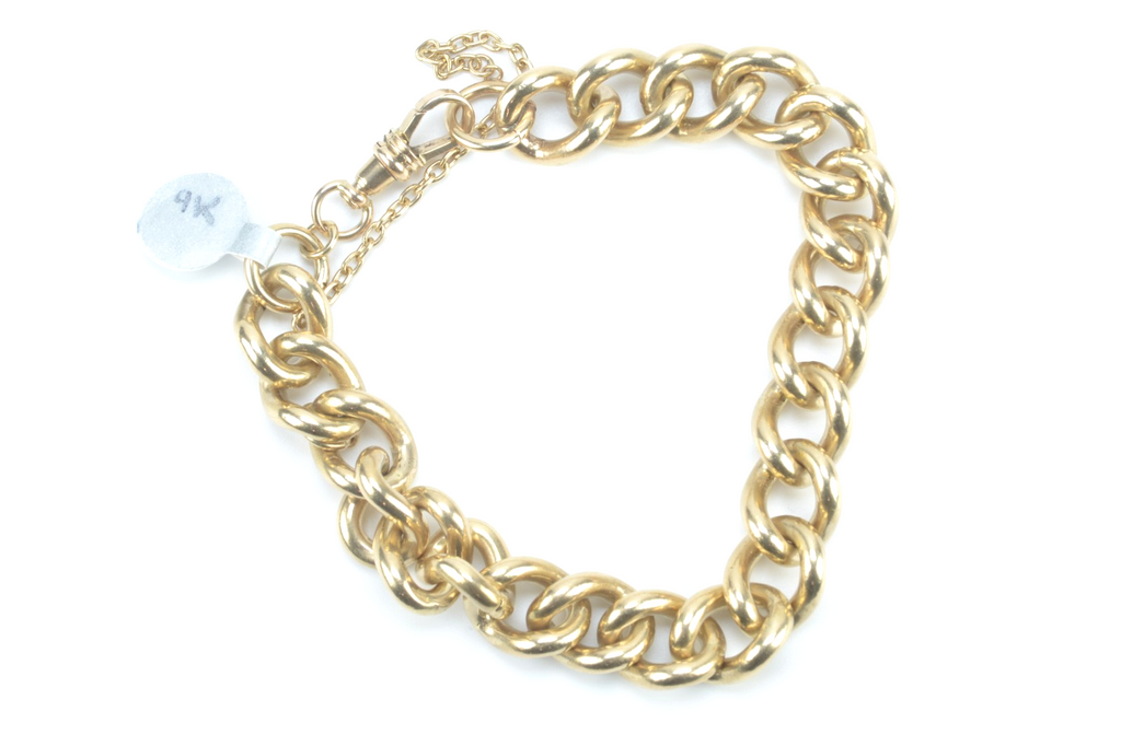 9ct Yellow Gold Curb Link Padlock Bracelet – 7&1/4" – 60.25g