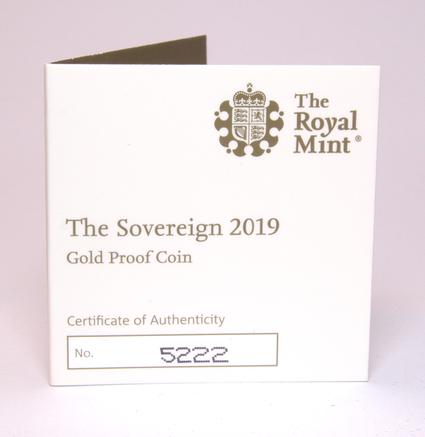 2019 Gold Proof Full Sovereign Coin in Box with Certificate