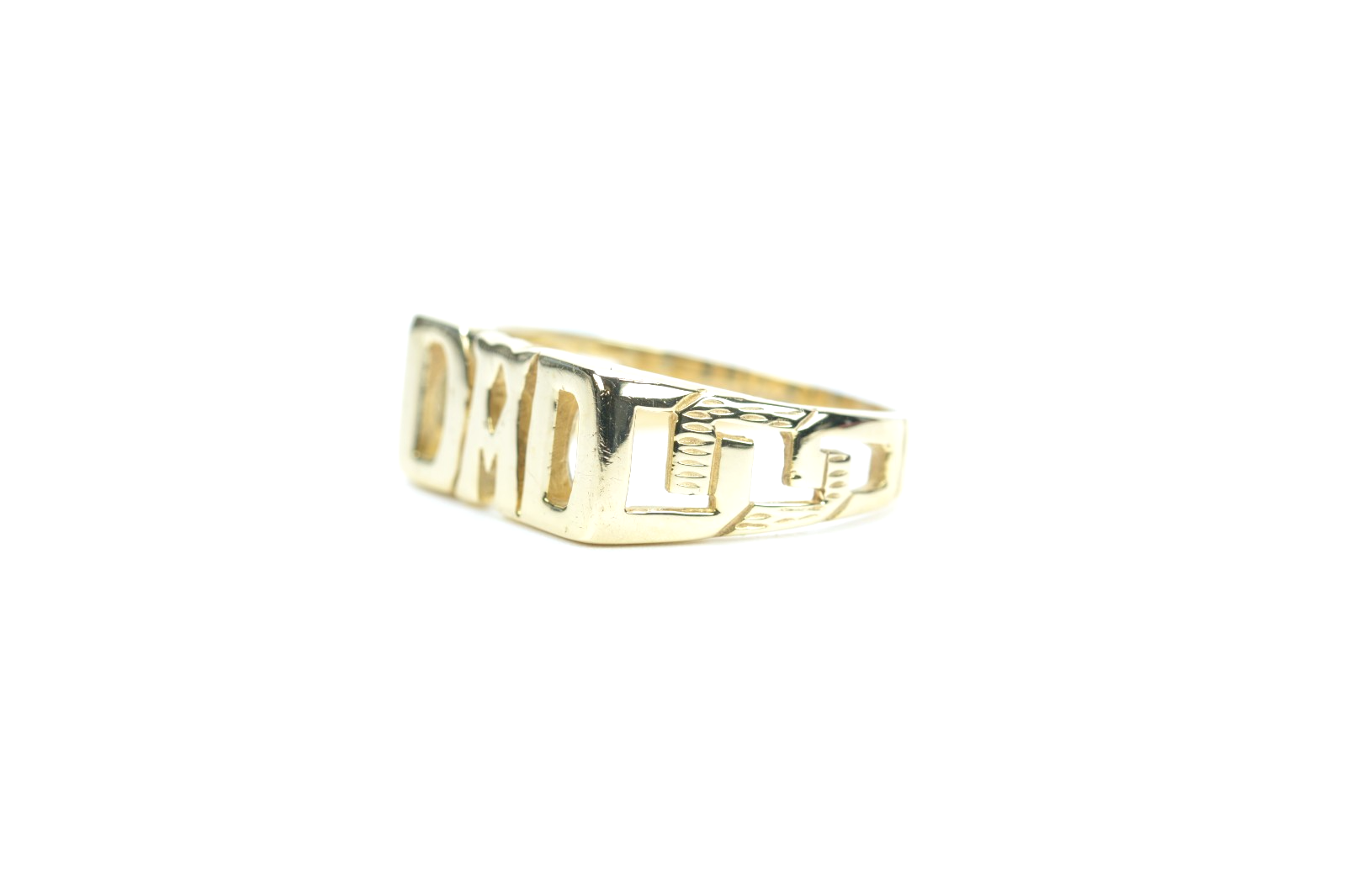 9ct Yellow Gold 'DAD' Ring - Size V - 4.82 Grams