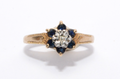 9ct Yellow Gold Diamond & Sapphire Ring - Size J - 1.38g
