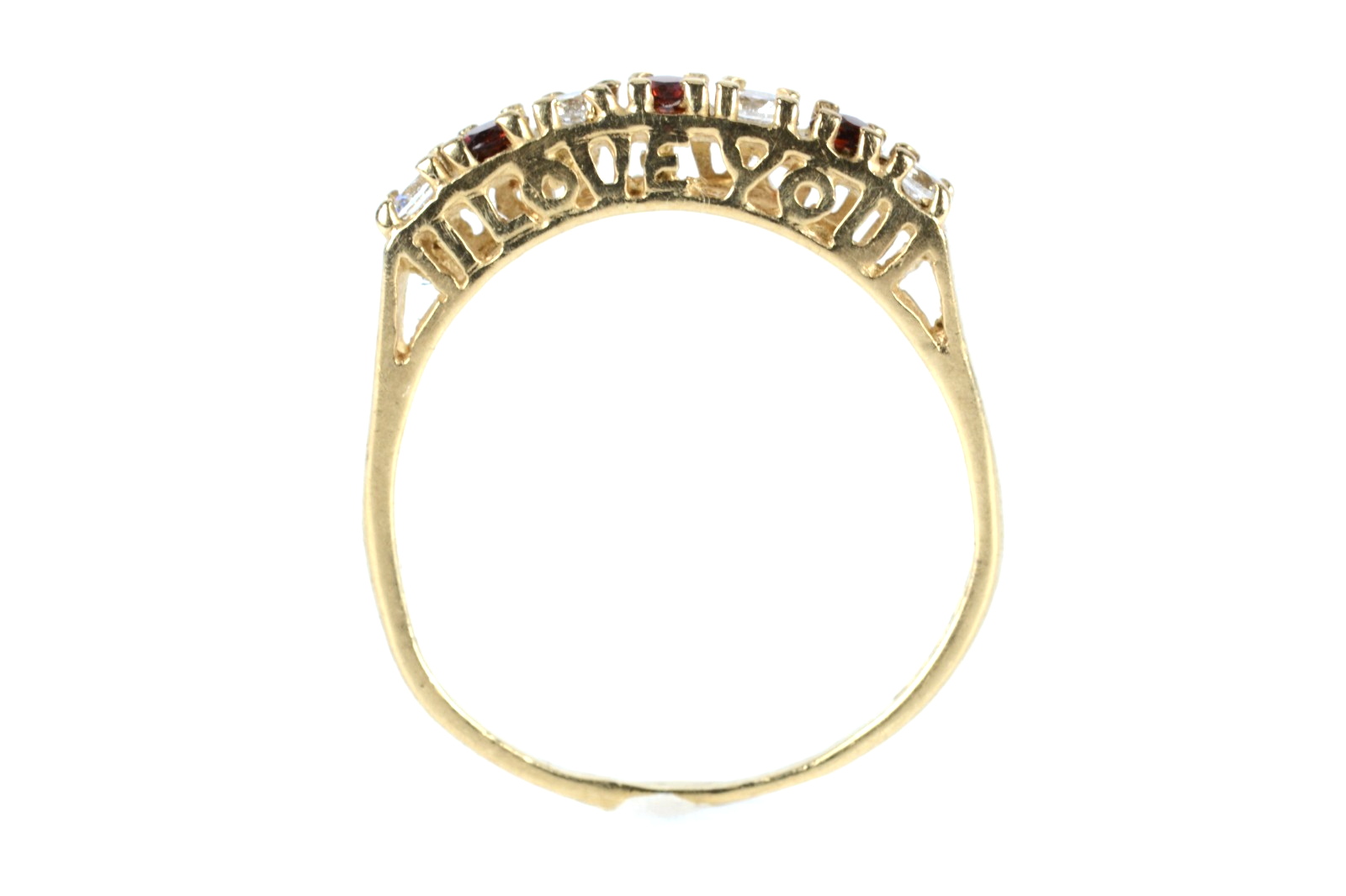 9ct Yellow Gold Band Ring 'I Love You' - Size K - 1.43g