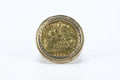 1982 Gold Half Sovereign Ring 9ct Mount Size M 1/2 8.1 Grams