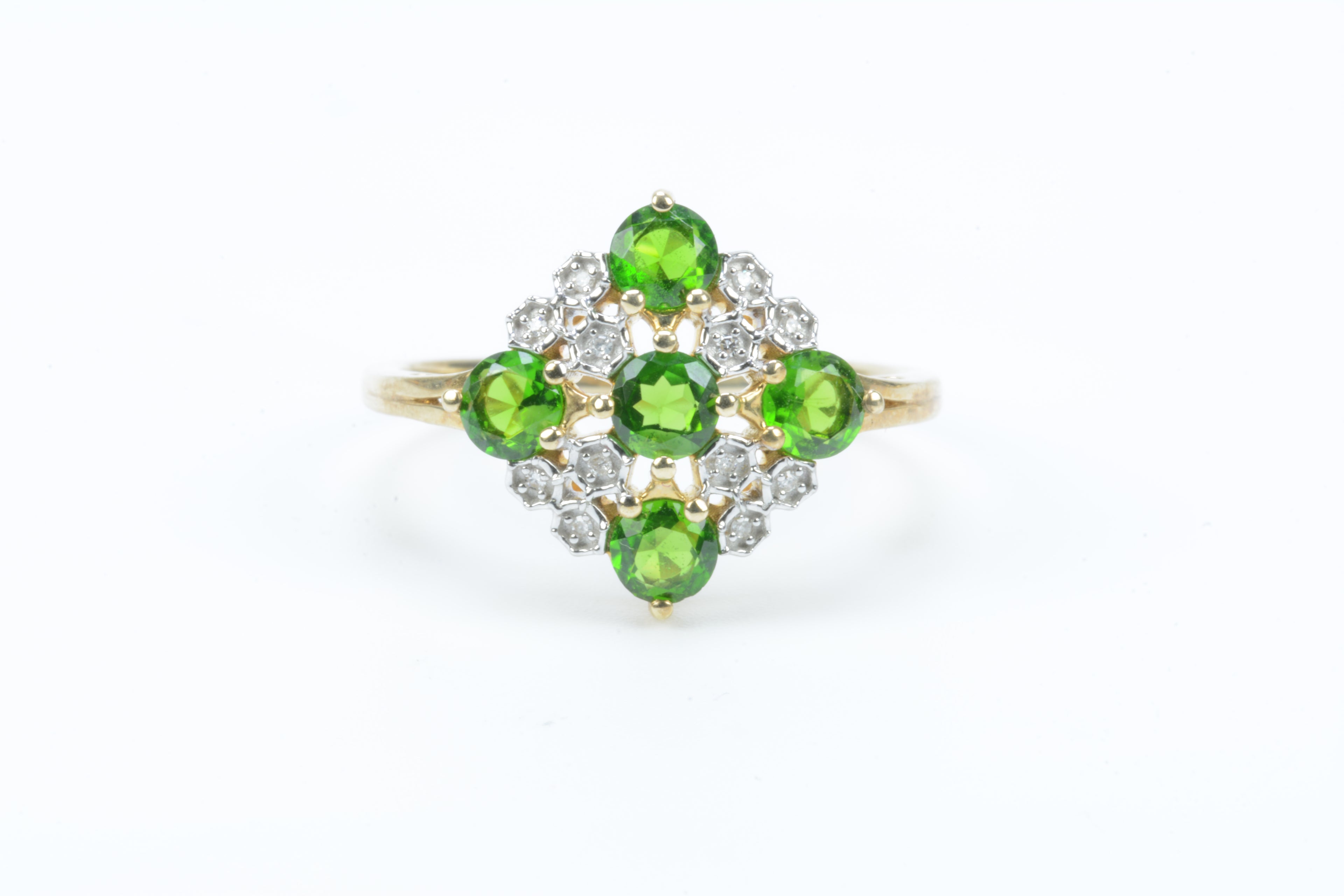 9ct Yellow Gold Ring - Aventurine & Spinel - Size S - 2.93g
