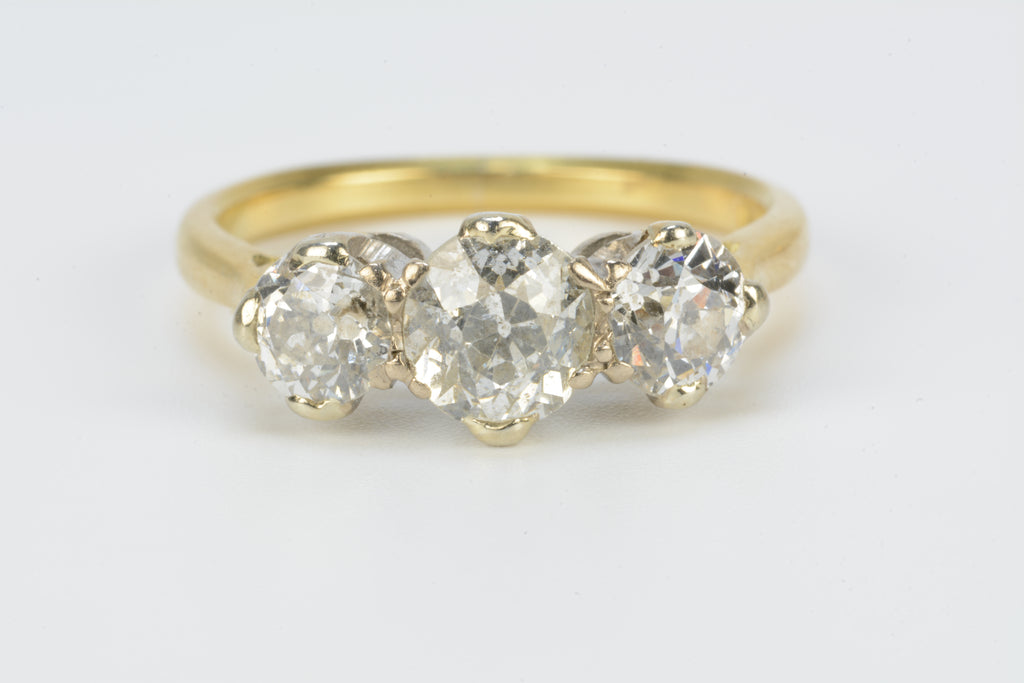 18ct Yellow & White Gold Diamond Ring - Size N - 1.9ct - 3.95g