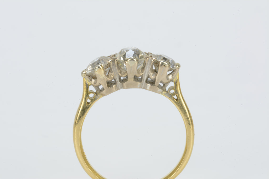 18ct Yellow & White Gold Diamond Ring - Size N - 1.9ct - 3.95g