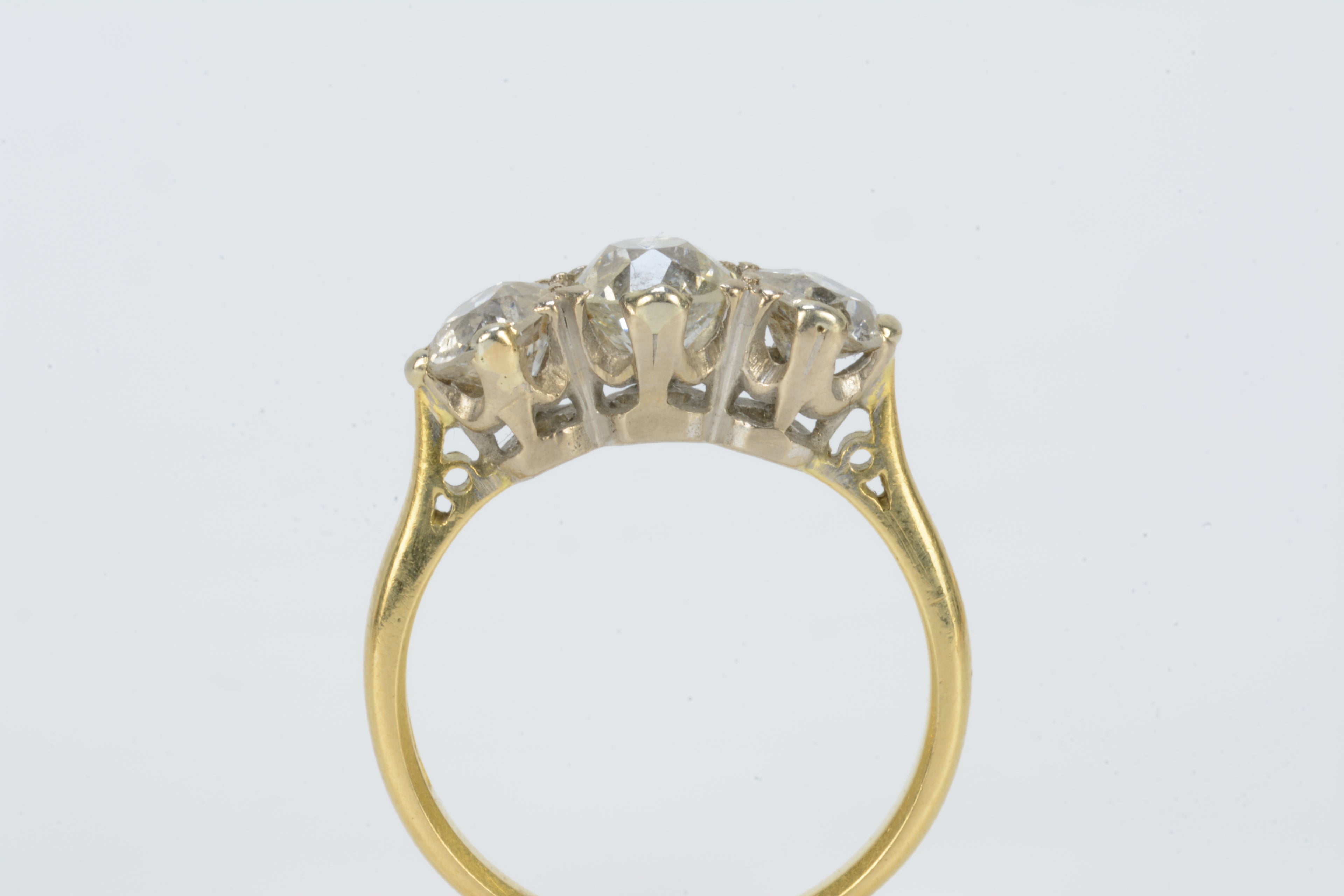 18ct Yellow & White Gold Diamond Ring - Size N - 1.9ct - 3.95g