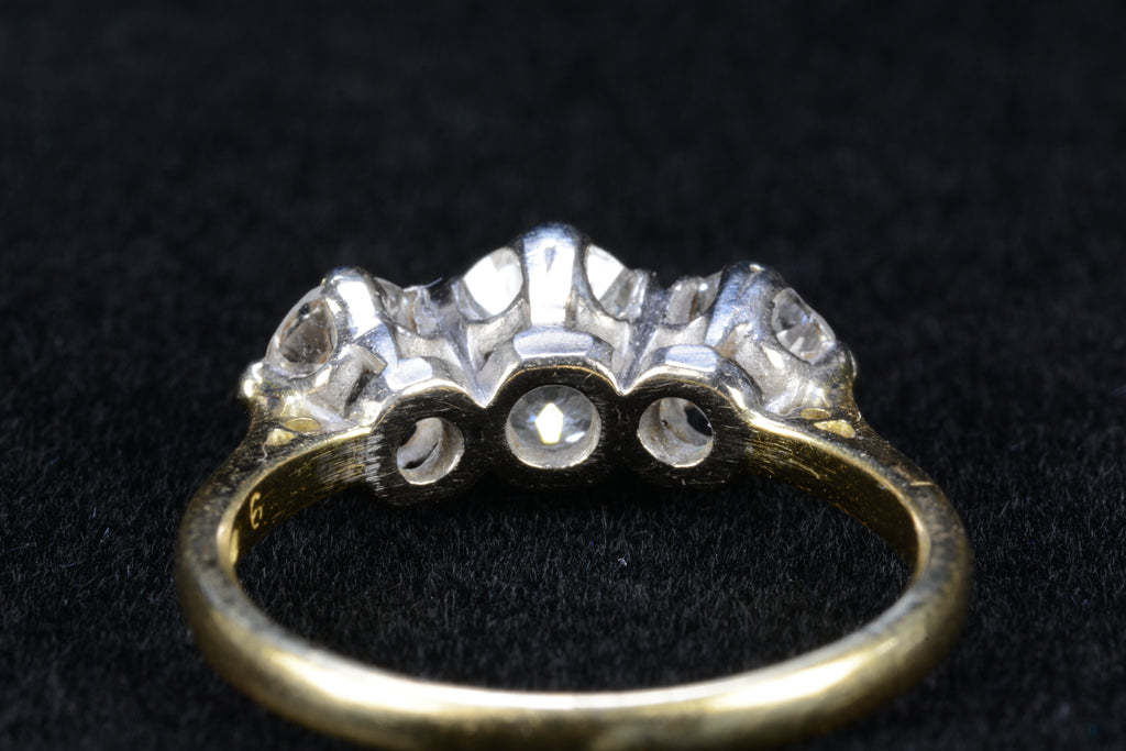 18ct Yellow & White Gold Diamond Ring - Size N - 1.9ct - 3.95g